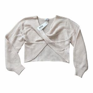525 America Cream Ribbed Knit Women Top Small